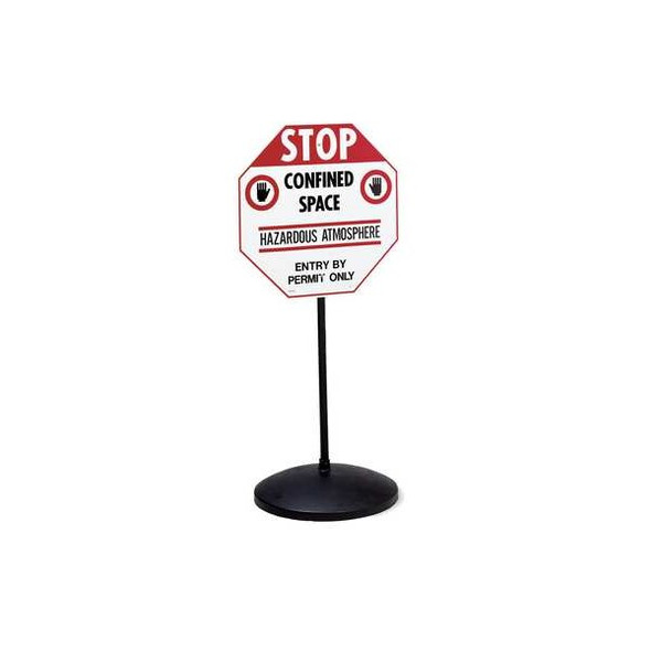 Accuform Sign Post,48 in Steel Post,18 in dia Cast Iron Base,Black HSP418