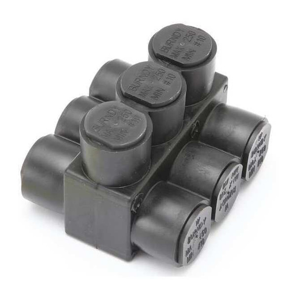 Burndy MultitapConnector,Alum,Blk,Hex,3Port 1PLD2503