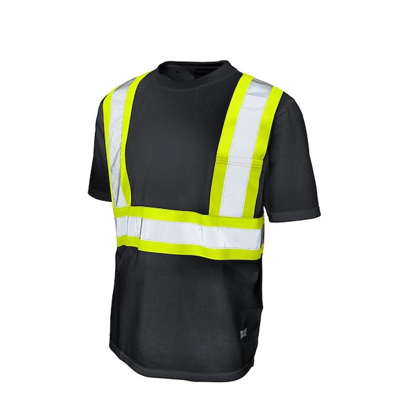 Tough Duck High Visibility T-Shirt, 1, O, Polyester, Black, XL S39211