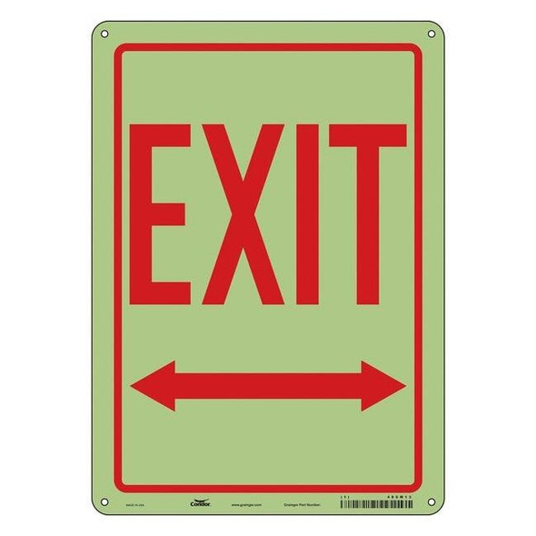 Condor Exit Sign, Plastic, 10" W, 14" H, Exit, White 480M13