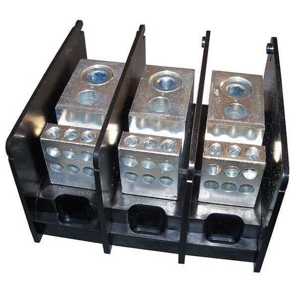 Power Distribution Block, Open, 3 Pole, 380 A Copper, 1,000 V AC/DC, Screw