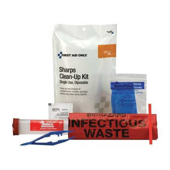 First Aid Only Sharps Clean Up Kit,8-27/64 in. L,White 90538