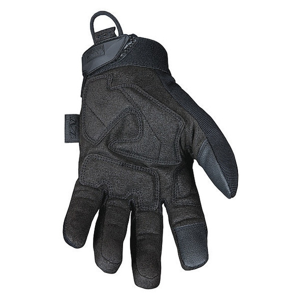 Tactical Glove, Synthetic Leather Palm, 7" Length, Safety Cuff, Full Finger, Tricot Lining, Black
