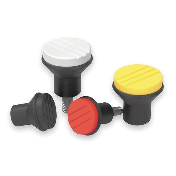 Mushroom Knob, Thermoplastic, Size: 1, D= 8-32, D1= 21, Comp: Steel, Cap: Black