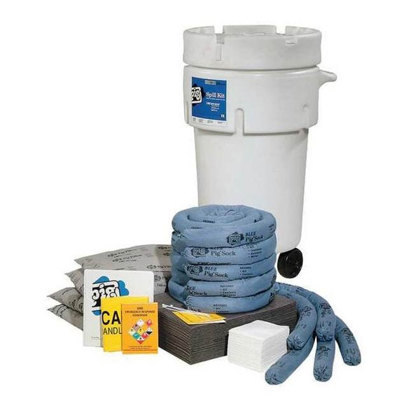Spill Kit, 30 gal Volume Absorbed per Kit, 50 gal Capacity, Drum, White, 123