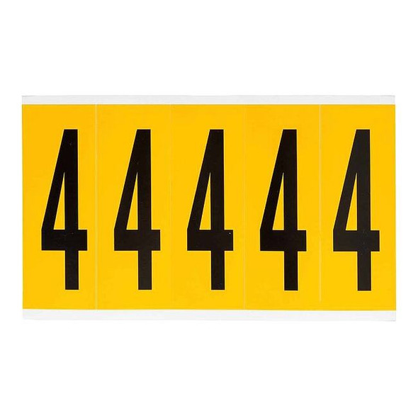 Brady Number Label, 4, 5in.Hx1-3/4in.W, Vinyl 1560-4