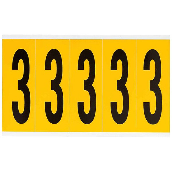 Brady Number Label, 3, 5in.Hx1-3/4in.W, Vinyl 1560-3