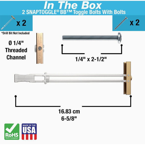 Toggler Snaptoggle 1-4 In.-24 x 2 In. Toggle Bolt (2-Count) 50400 222944