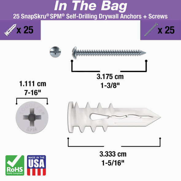 SnapSkru 25ct 6x1.25" Drwl Anchor 50175 249006
