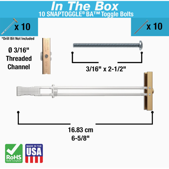 Toggler Snaptoggle 3-16 In.-24 x 2 In. Toggle Bolt (10-Count) 50375 206378