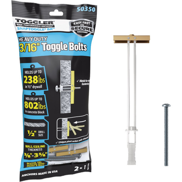 Toggler Snaptoggle 3/16 In.-24 x 2 In. Toggle Bolt (2-Count) 50350