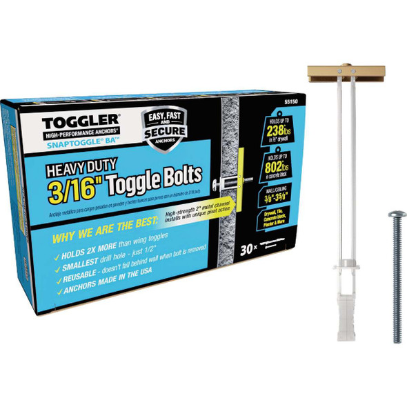 Toggler Snaptoggle 3/16 In.-24 x 2 In. Toggle Bolt (30-Count) 55150