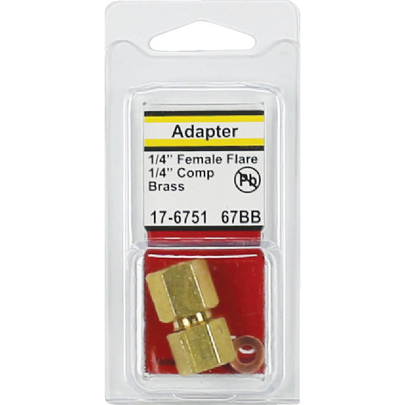 Lasco 1/4 In. F x 1/4 In. C Brass Flare Adapter Lasco 1/4 In. F x 1/4 In. C Brass Flare Adapter