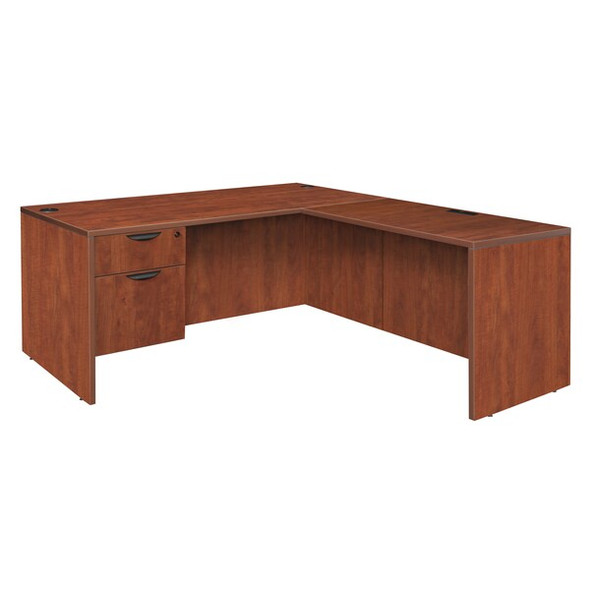 Pedestal Desk Legacy 60" Single Pedestal L-Desk,47" Re, Cherry
