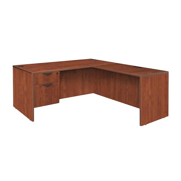 Pedestal Desk Legacy 60" Single Pedestal L-Desk,47" Re, Cherry