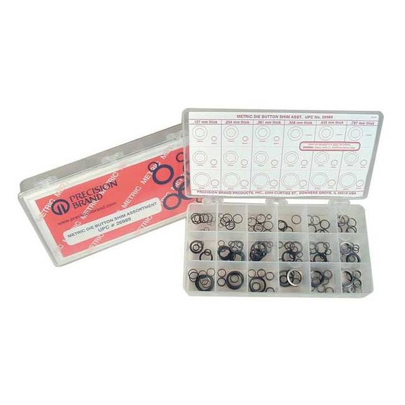 Precision Brand Die Button Shim Assortment, 33 Sizes, Pk330 26989