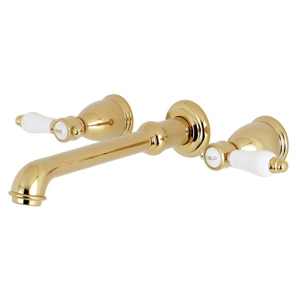Kingston Brass Roman Tub Faucet, Polished Brass, Wall Mount KS7022BPL