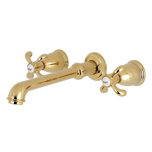 Roman Tub Faucet, Standard, 8", 3, Wall Mount, Polished Brass