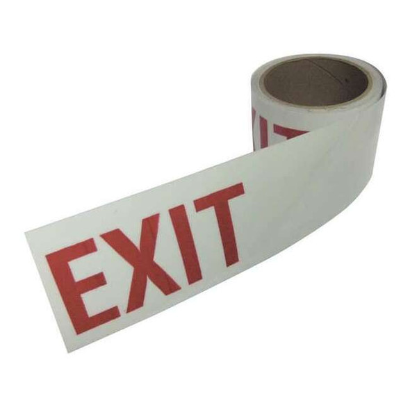 Floor Marking Tape, vinyl, Exit, White, 3 in W., 10 mil Thickness