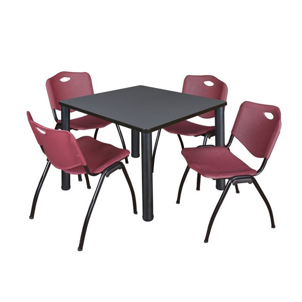 Kee Square Table & Chair Set, Wood, Metal, Plastic Top, Grey