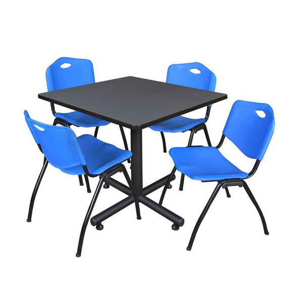 Kobe Kobe Square Table & Chair Set, Wood, Metal, Plastic Top, Grey TKB3636GY47BE