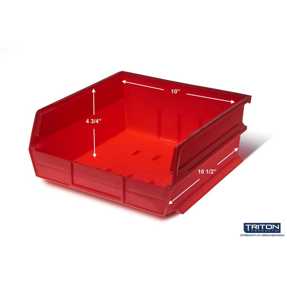 Wall Storage Unit W- (6) 10-7-8" L x 11" W x 5" H Red Bins & Wall Mount Rails  3-235RWS