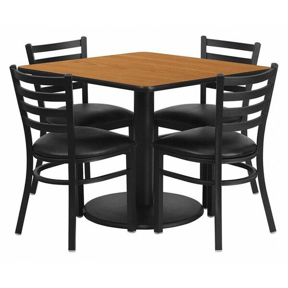 Square Natural Laminate Table, 36" W, 36" L, 30" H, Laminate Top, Wood Grain