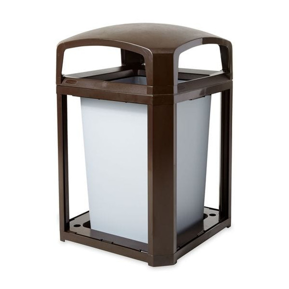 Landmark Series(R) 35 gal Square Outdoor Can, Sable, None, Plastic, 26 in