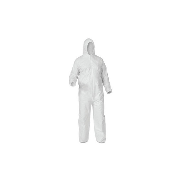 KleenGuard™ A35 Economy Liquid & Particle Protection Coveralls, Zipper Front/Elastic Wrists/Ankles/Hood, White, 3XL