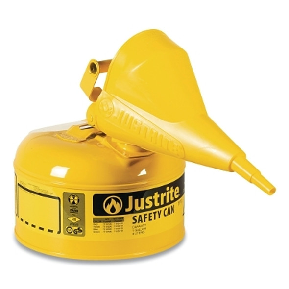 Type I Steel Safety Can, Diesel, 1 gal, Yellow, with Funnel