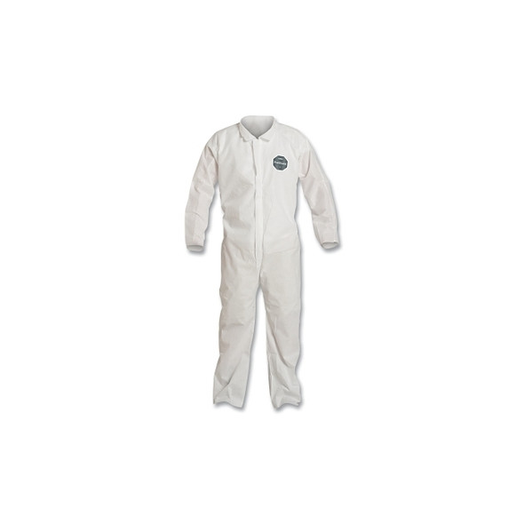 Proshield® 10 Coverall, Collar, Open Wrists and Ankles, Zipper Front, Storm Flap, White, 2X-Large