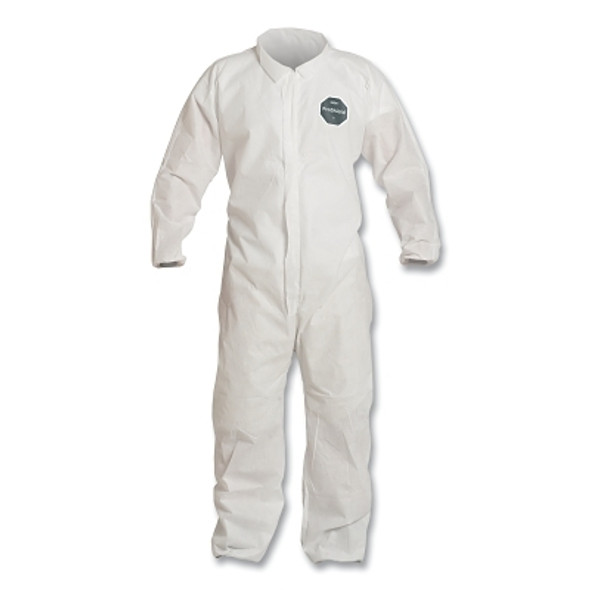 Proshield® 10 Coverall, Collar, Elastic Wrists and Ankles, Zipper Front, Storm Flap, White, Large