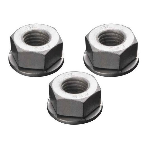Heavy Hex with Washer Lock Nut, 5/8"-11, Steel, Grade 8, Zinc Plated, 50 PK