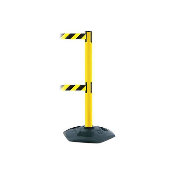 Barrier Post with Belt, 7 1/2 ft Length, 38 in Post Height, No Legend, Black