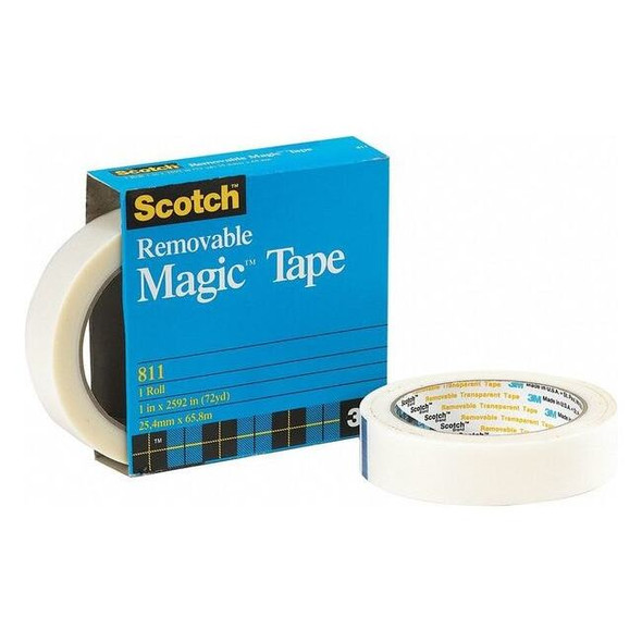 Scotch 811 Magic Tape (Removable), 2.0 Mil, 3/4" x 36 yds., Transparent, PK12