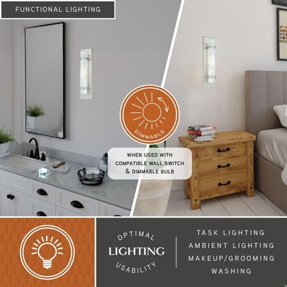 Vilo 1 Light Satin Nickel Cylinder Flush ADA Wall Sconce White Glass