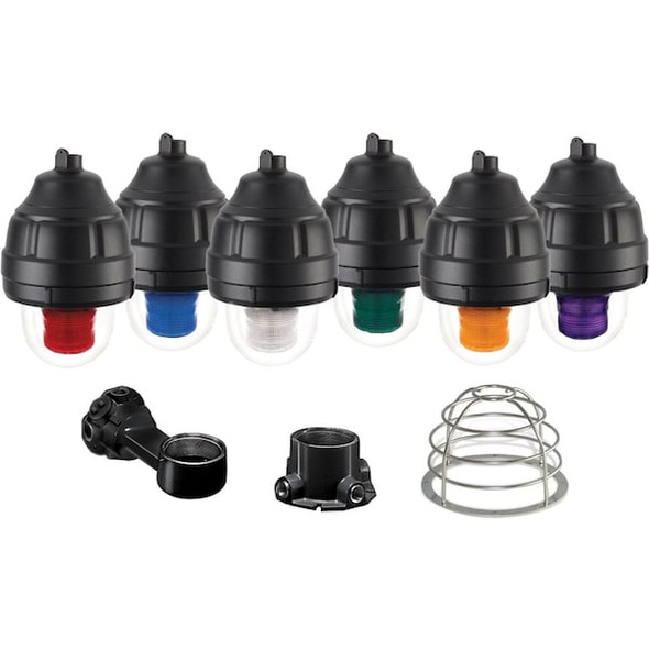 Warning Light, Amber, Strobe Tube, 120V AC, 80 FPM, 8 13/16 in Dia., Ceiling, Pendant, Wall