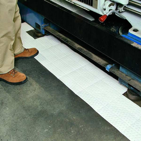 Pig Sorbent Roll, 19 gal, 15 in x 150 ft, Oil, White, Polypropylene MAT443