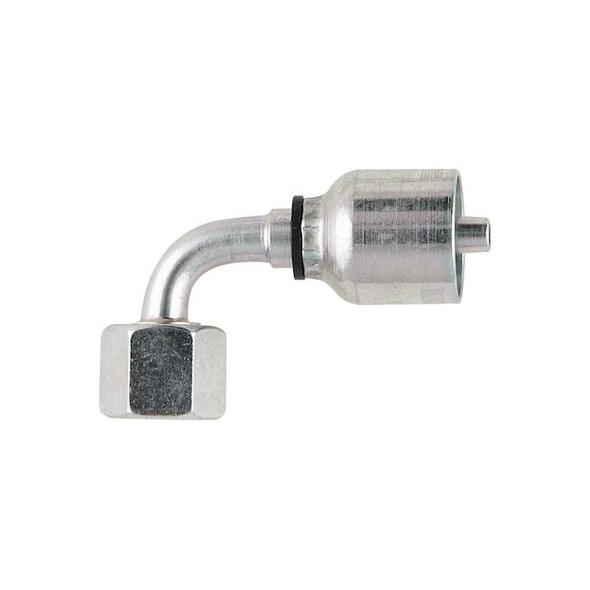 Parker Crimp Fitting,90 deg.,1/4" I.D.,F,Metric 1CF43-8-4