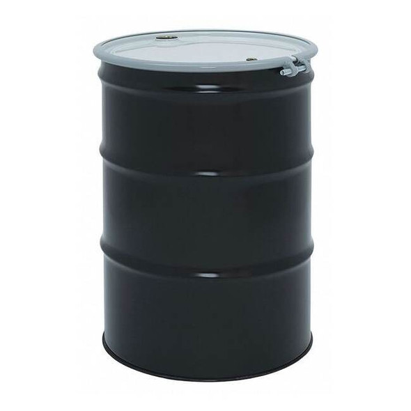 Open Head Transport Drum, Carbon Steel, 55 gal, Unlined, Black
