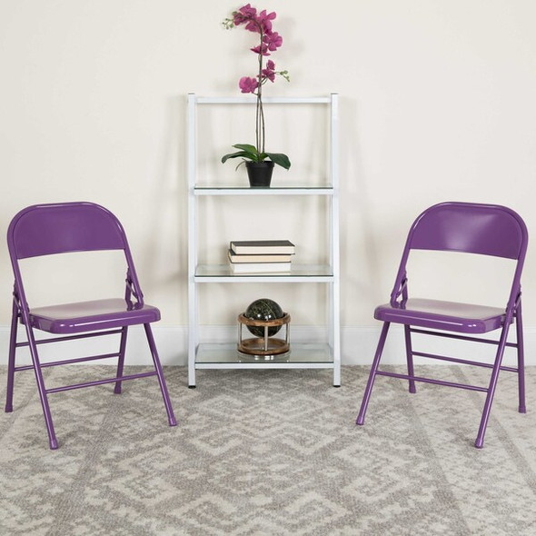 Flash Furniture Impulsive Purple Folding Chair,PK2 2-HF3-PUR-GG