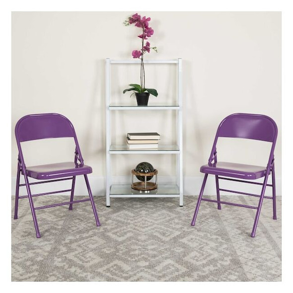Flash Furniture Impulsive Purple Folding Chair,PK2 2-HF3-PUR-GG