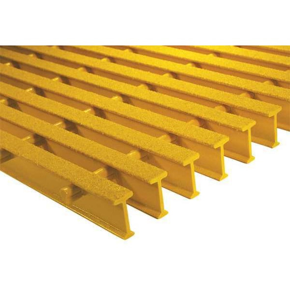 Fiberglass Pultruded Grating, 36 in Span, Grit-Top Surface, ISOFR Resin, Yellow