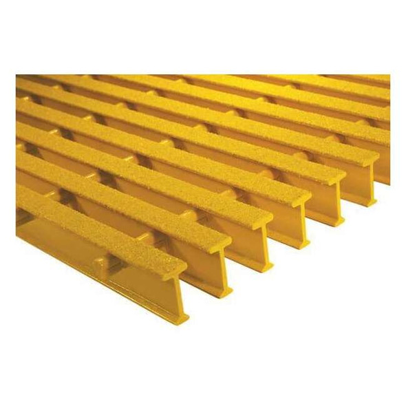 Fiberglass Pultruded Grating, 36 in Span, Grit-Top Surface, ISOFR Resin, Yellow