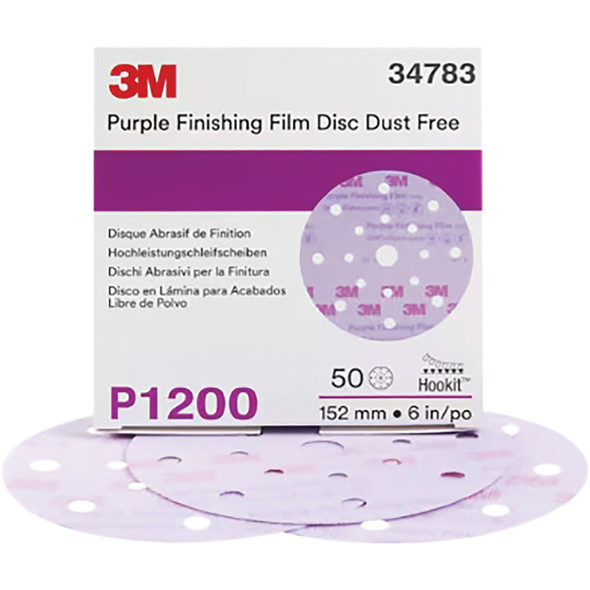 3M™ Hookit™ Finishing Film Disc Dust-Free,  6", 17H, P1200, PK/50 34783