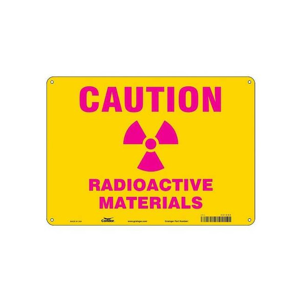 Radiation Safety Sign, 10 in H, 14 in W, Vinyl, Horizontal Rectangle,451Z66