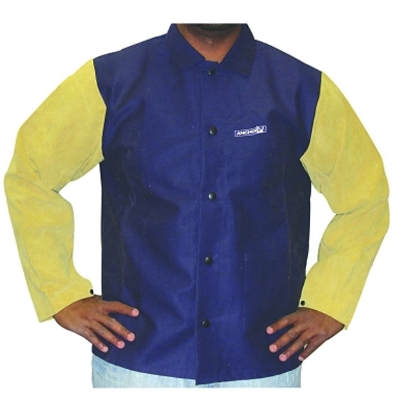 Leather/FR Sateen Combo Jacket, 2X-Large, Blue/Tan