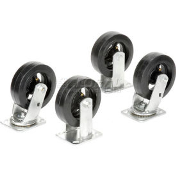 Global Industrial 6"" x 2"" Mold-On Rubber Caster Kit Set of 4 (2 Swivel 2 Rigid Global Industrial 6"" x 2"" Mold-On Rubber Caster Kit Set of 4 (2 Swivel 2 Rigid