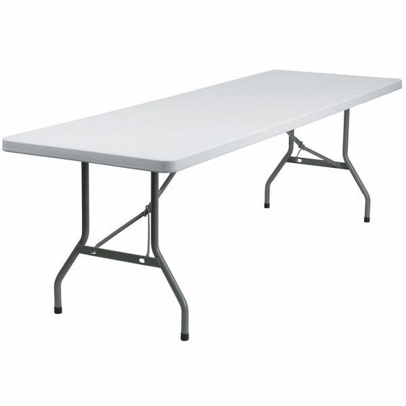 Rectangle Wh 30X96 Plastic Fold Table, 30" W, 96" L, 29" H, Granite White