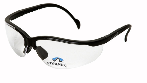 Pyramex V2 Readers Safety Eyewear, Clear +1.0 Lens With Black Frame